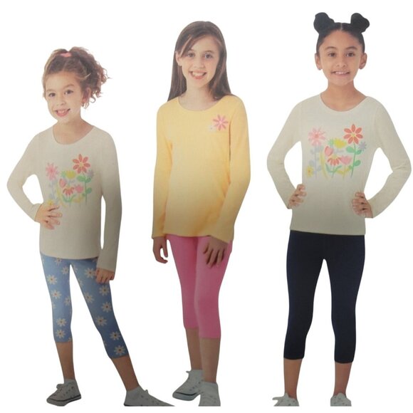 Members Mark Girls 3-Pack Leggings Daisy Print Assorted Colors Sizes 14/16 Soft - Picture 2 of 7